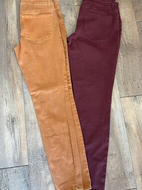 Maurice’s Two-Pair Mid-Rise Skinny Jeans Caramel and Burgundy S-R
